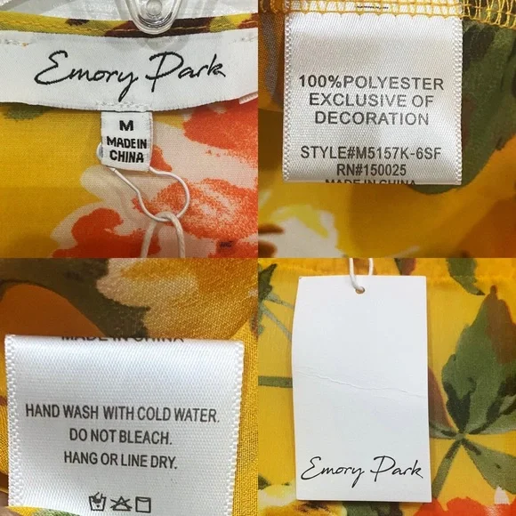 EMORY PARK Stitch Fix Landry Crochet Trim Open Kimono Yellow Floral Size Med New - Picture 8 of 8